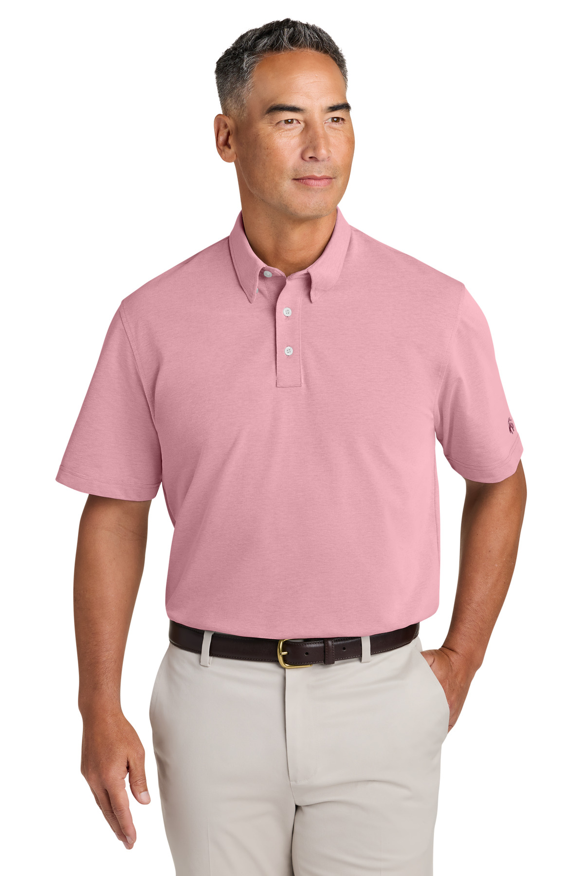 Pinpoint Pique Dress Polo Crimson End On End front view for custom printing