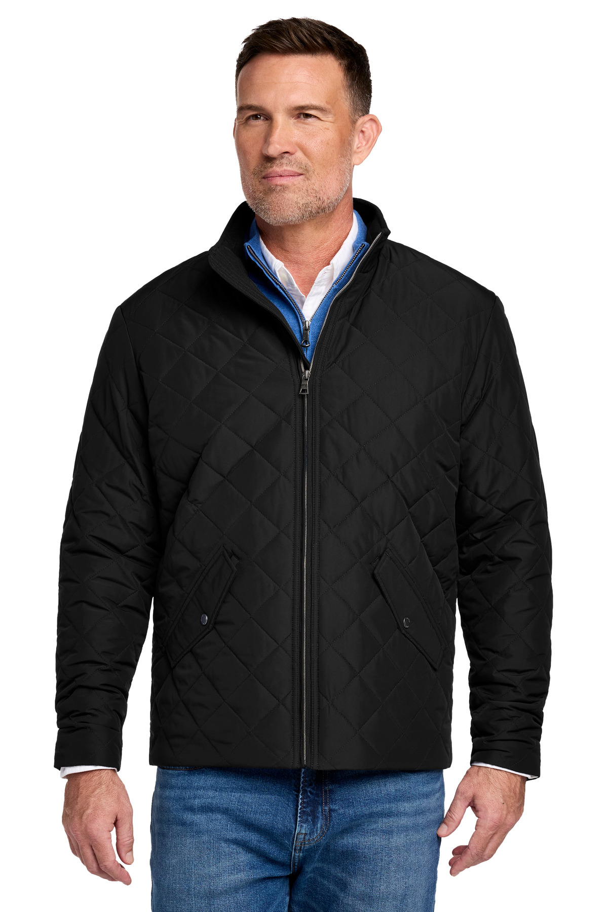 Quilted Jacket Deep Black front view for custom printing