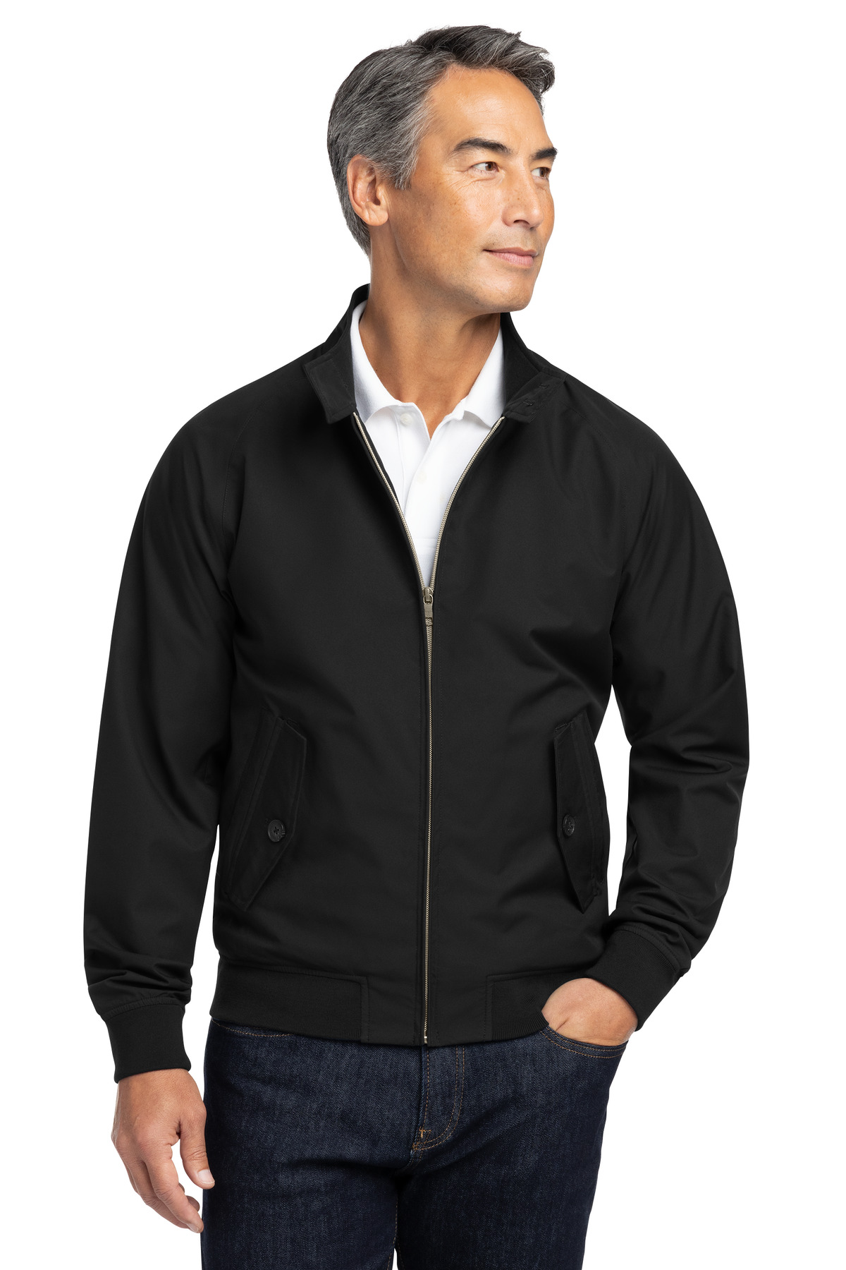 Bomber Jacket Deep Black front view for custom printing