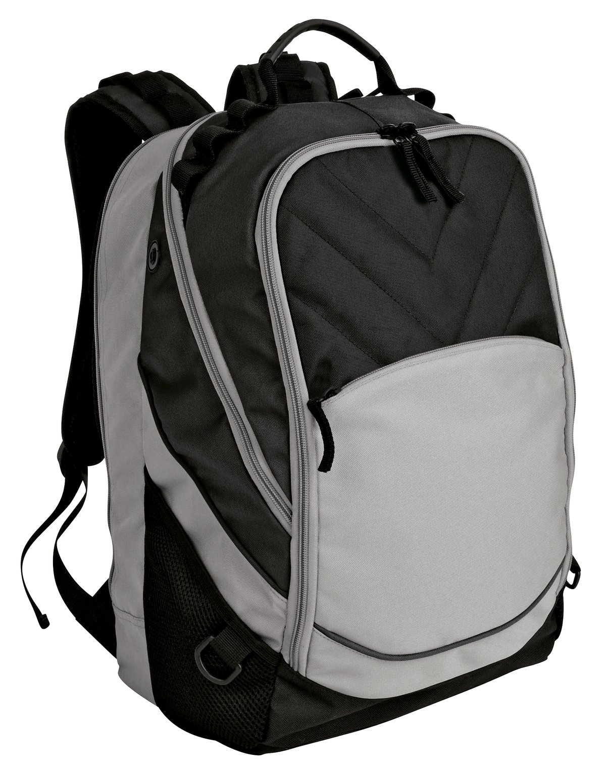 Xcape Computer Backpack Black/ Grey front view for custom printing