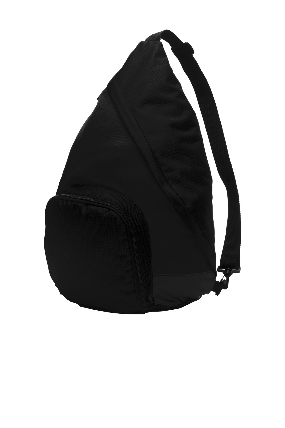 Active Sling Pack Black/ Black front view for custom printing