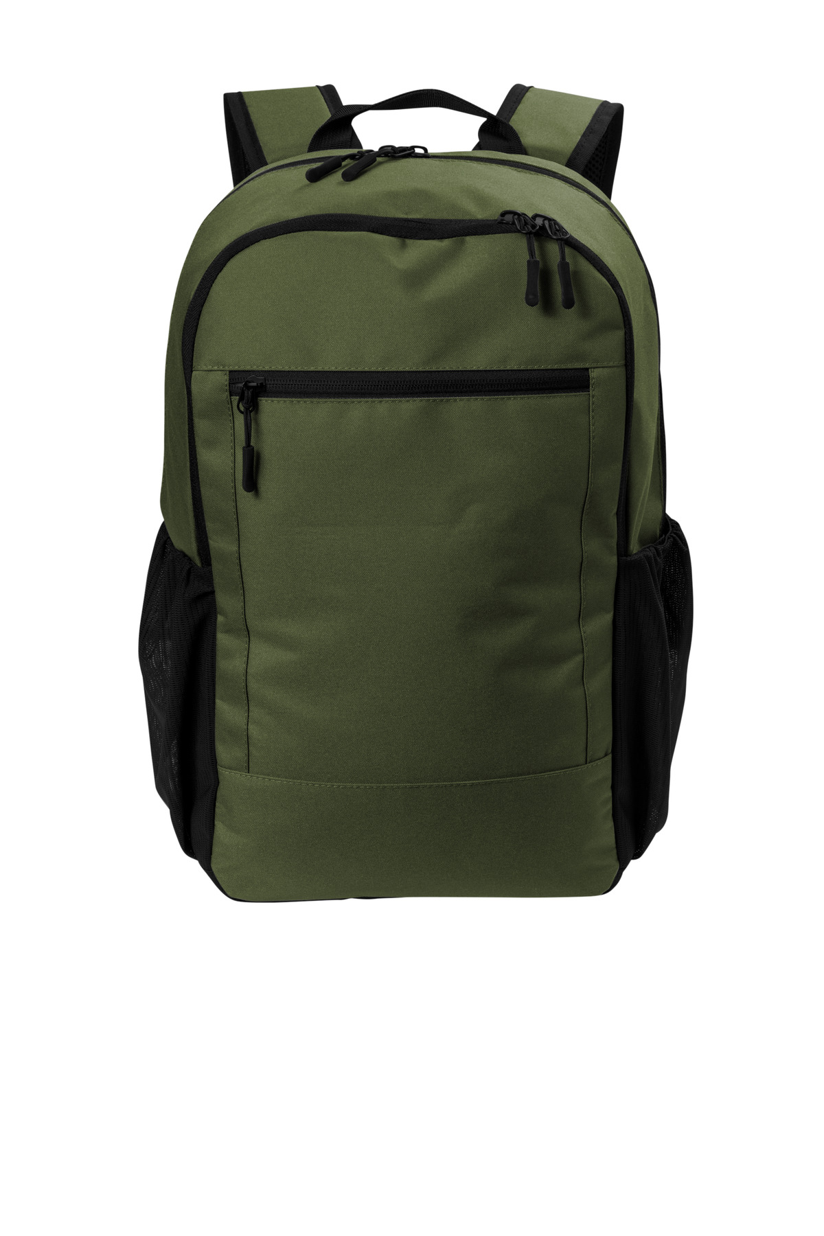 Daily Commute Backpack Olive Green front view for custom printing