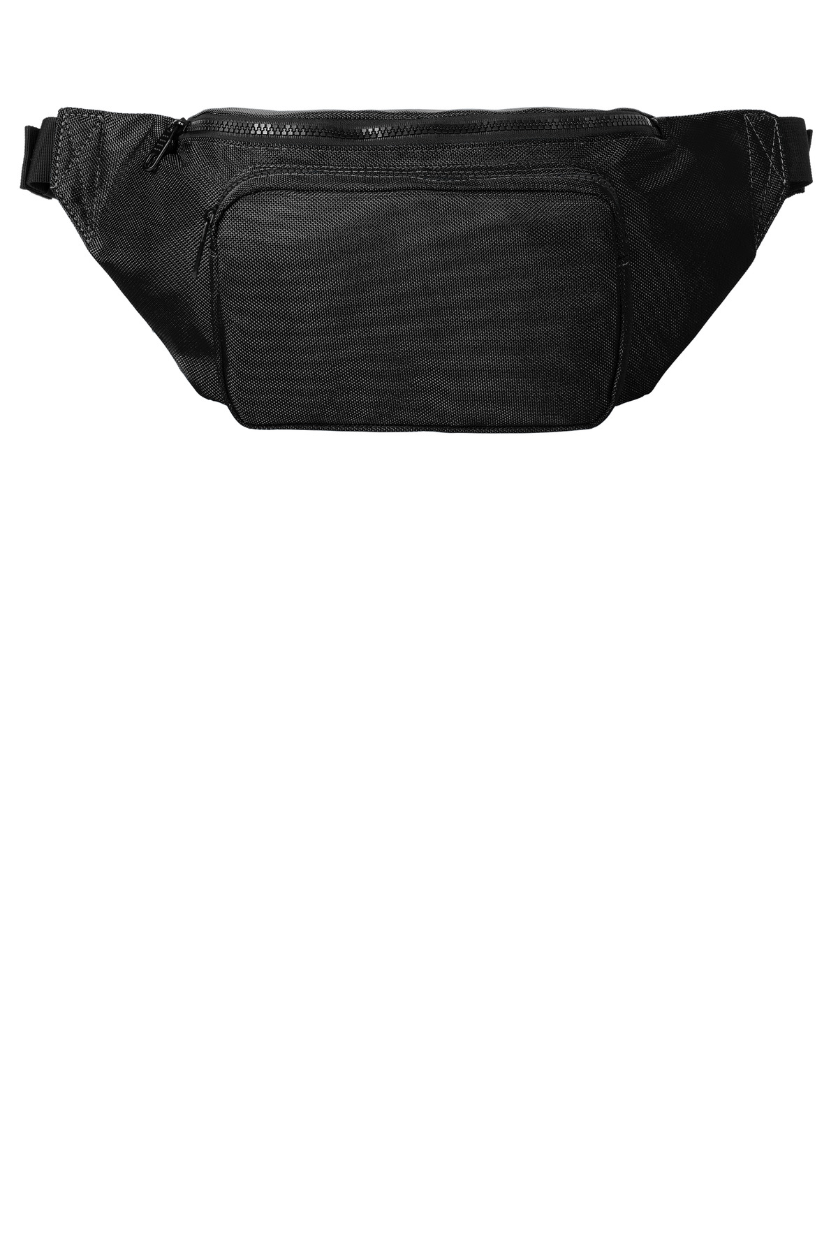 Large Crossbody Hip Pack Black front view for custom printing