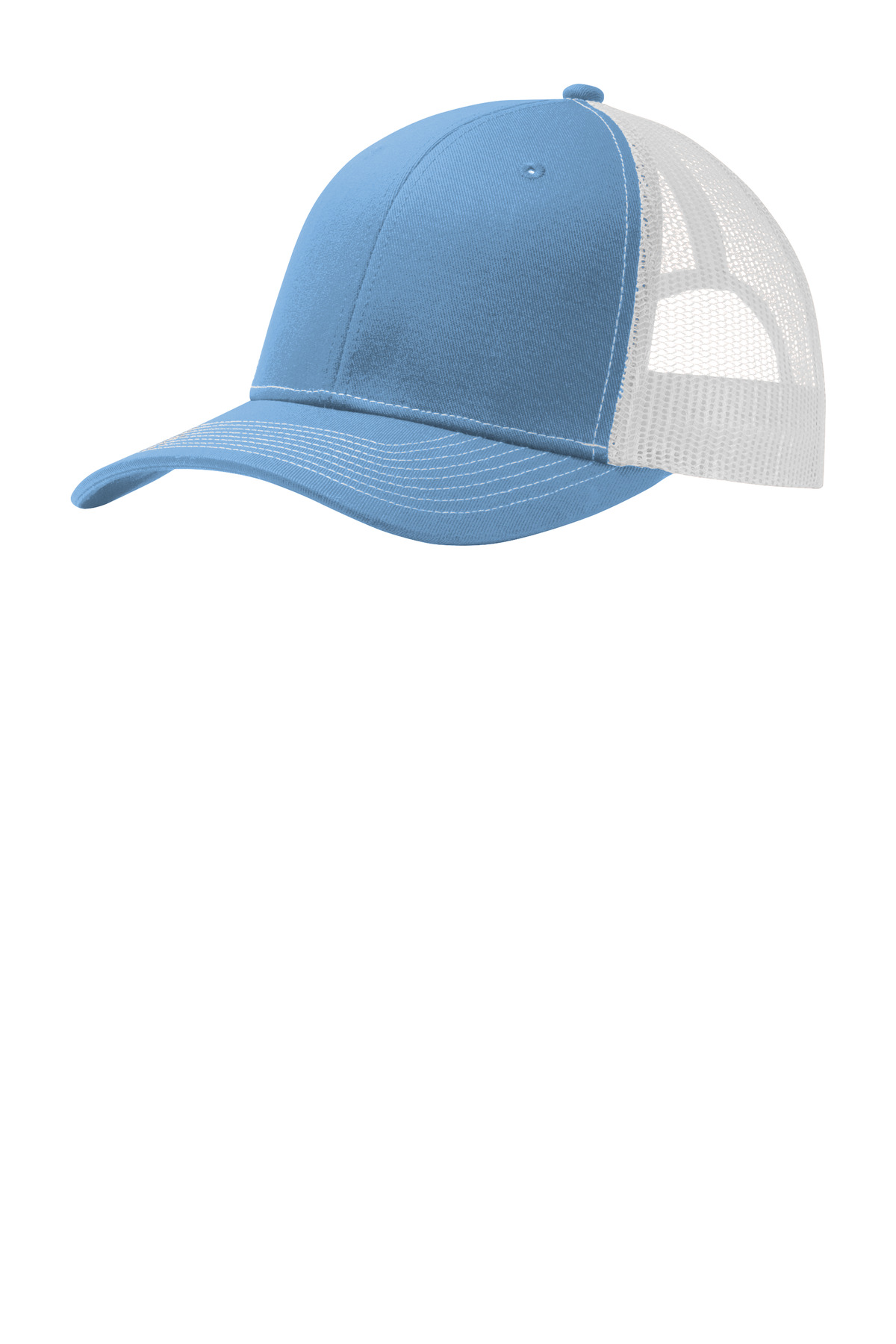 Snapback Trucker Cap Carolina Blue/ White front view for custom printing