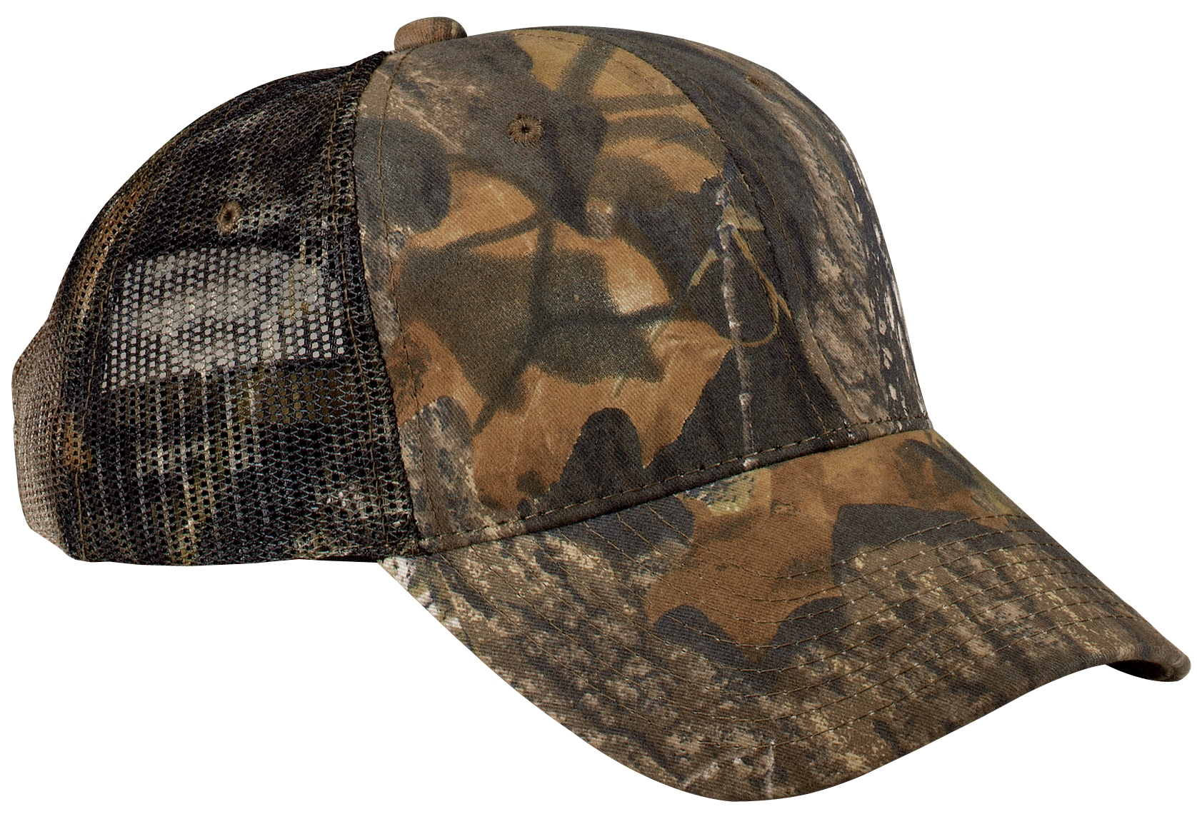 Pro Camouflage Series Cap with Mesh Back Mossy Oak New Break-Up front view for custom printing