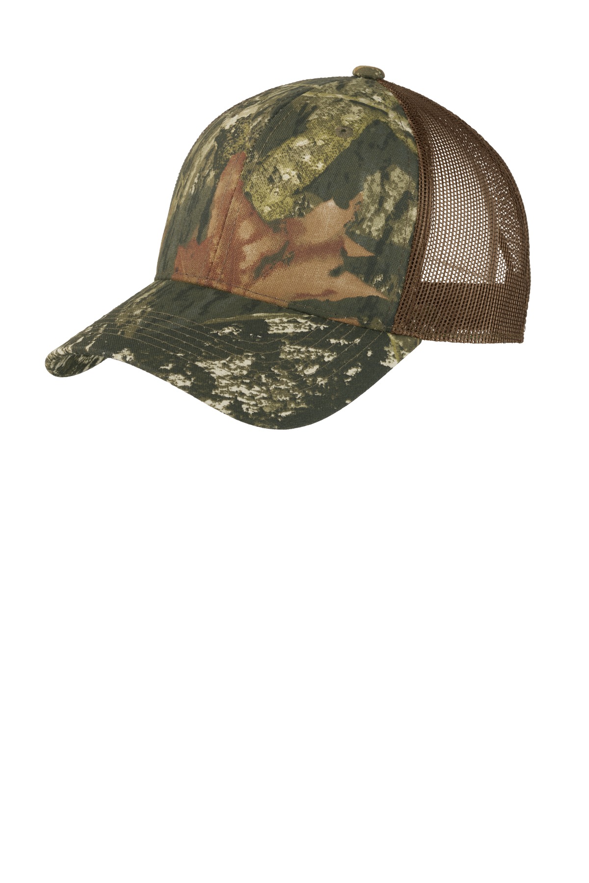 Structured Camouflage Mesh Back Cap Mossy Oak New Break-Up/ Brown front view for custom printing
