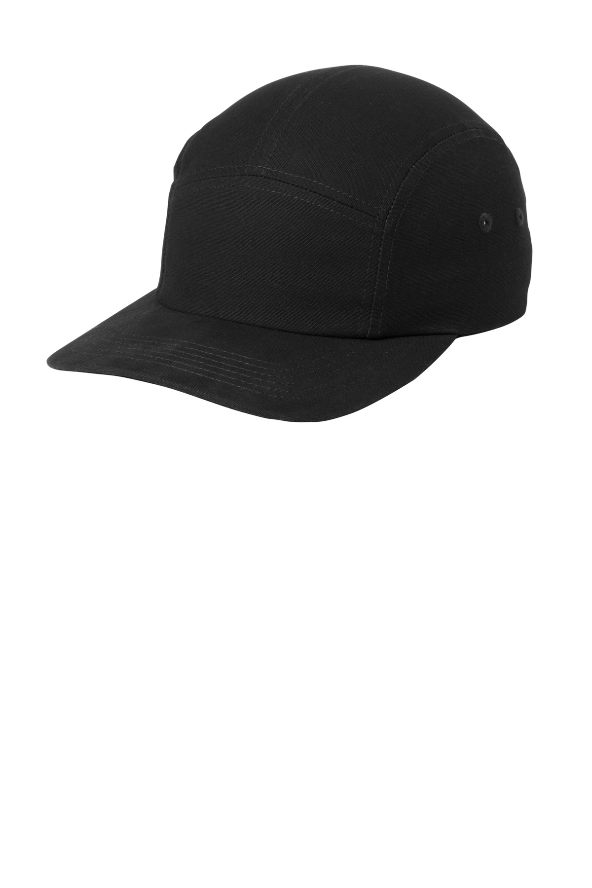 Brushed Cotton Camper Cap Black front view for custom printing
