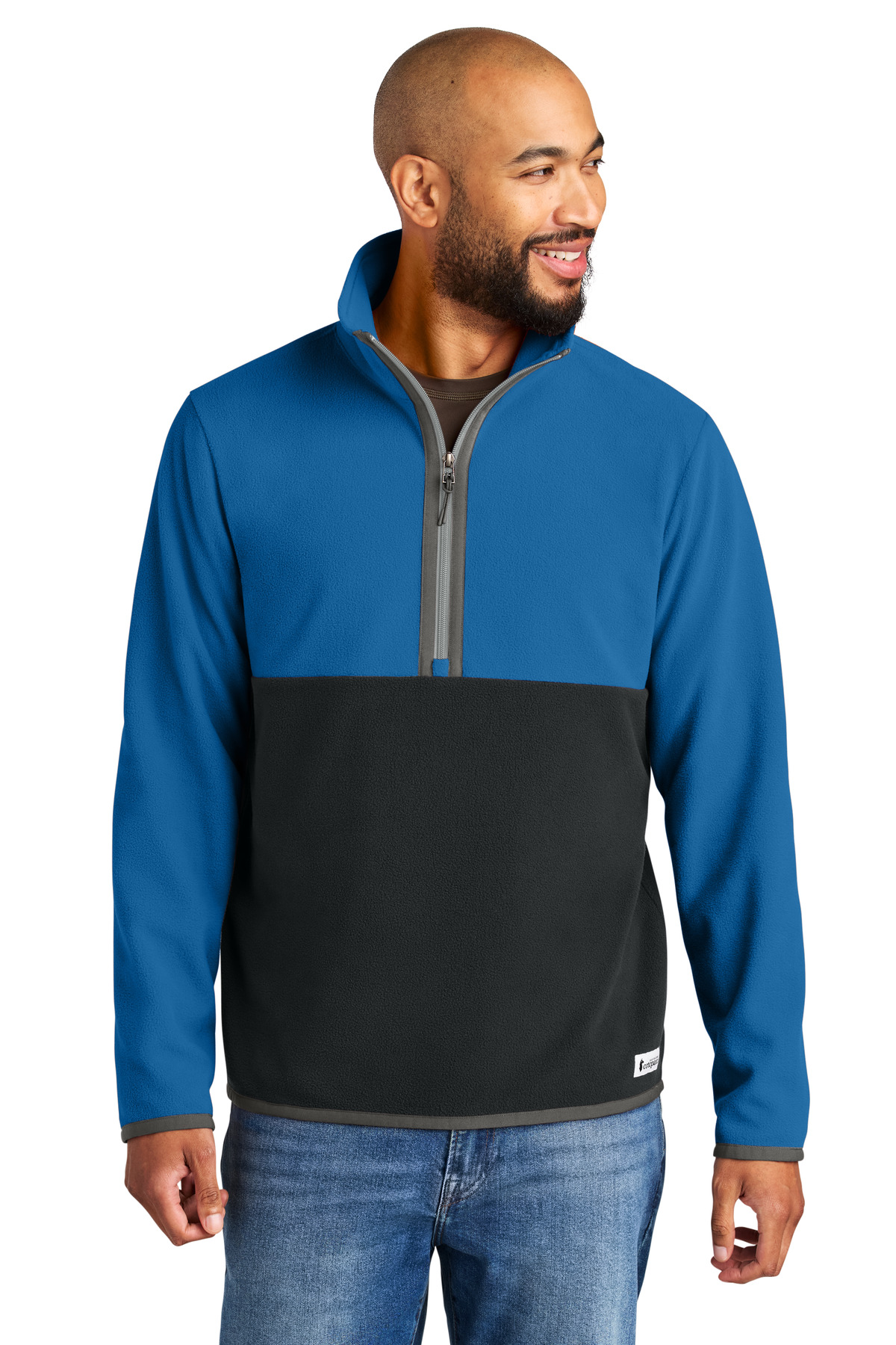 Amado 1/2-Zip Fleece Atlantic/ Black front view for custom printing