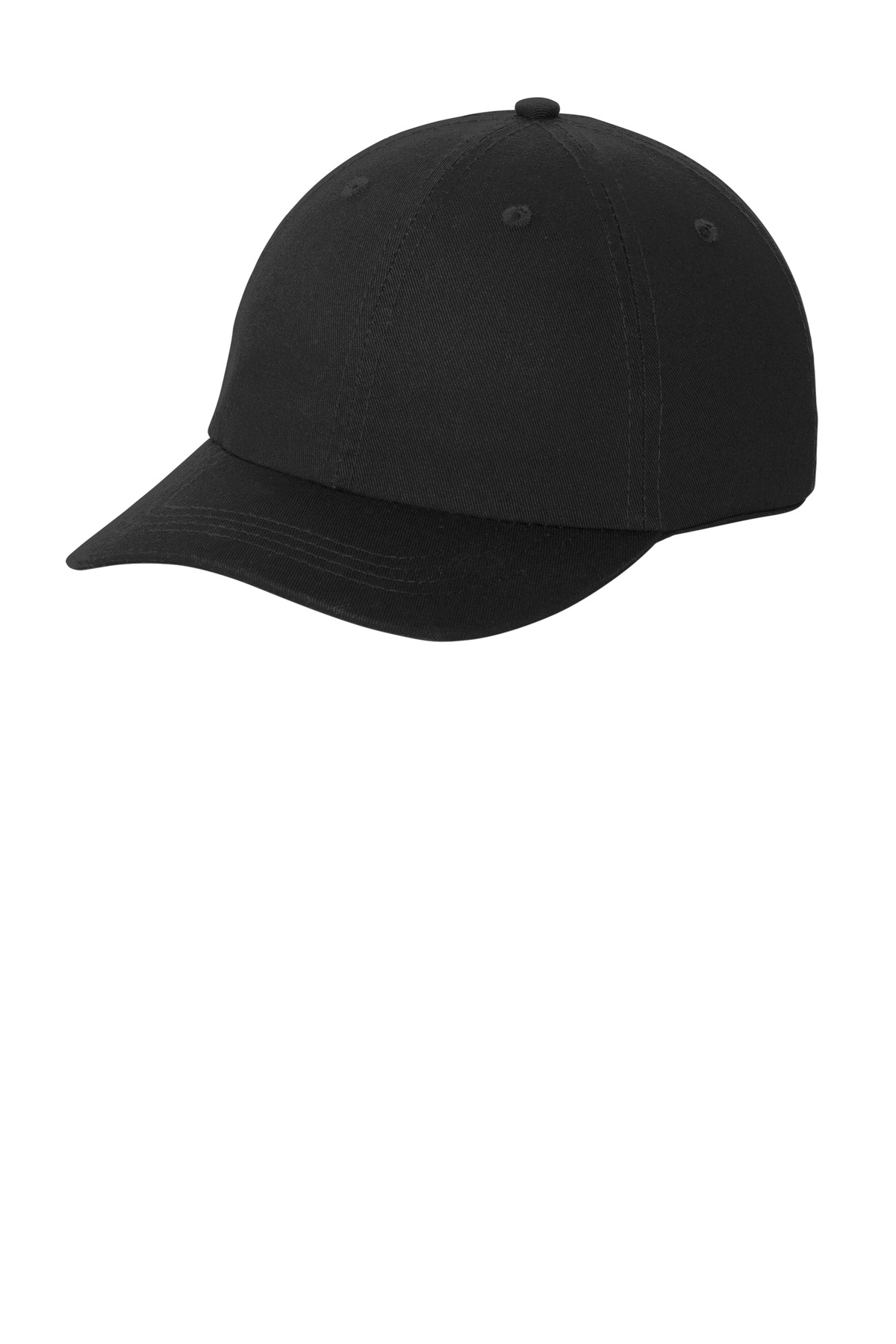 Washed Twill Cap Black front view for custom printing