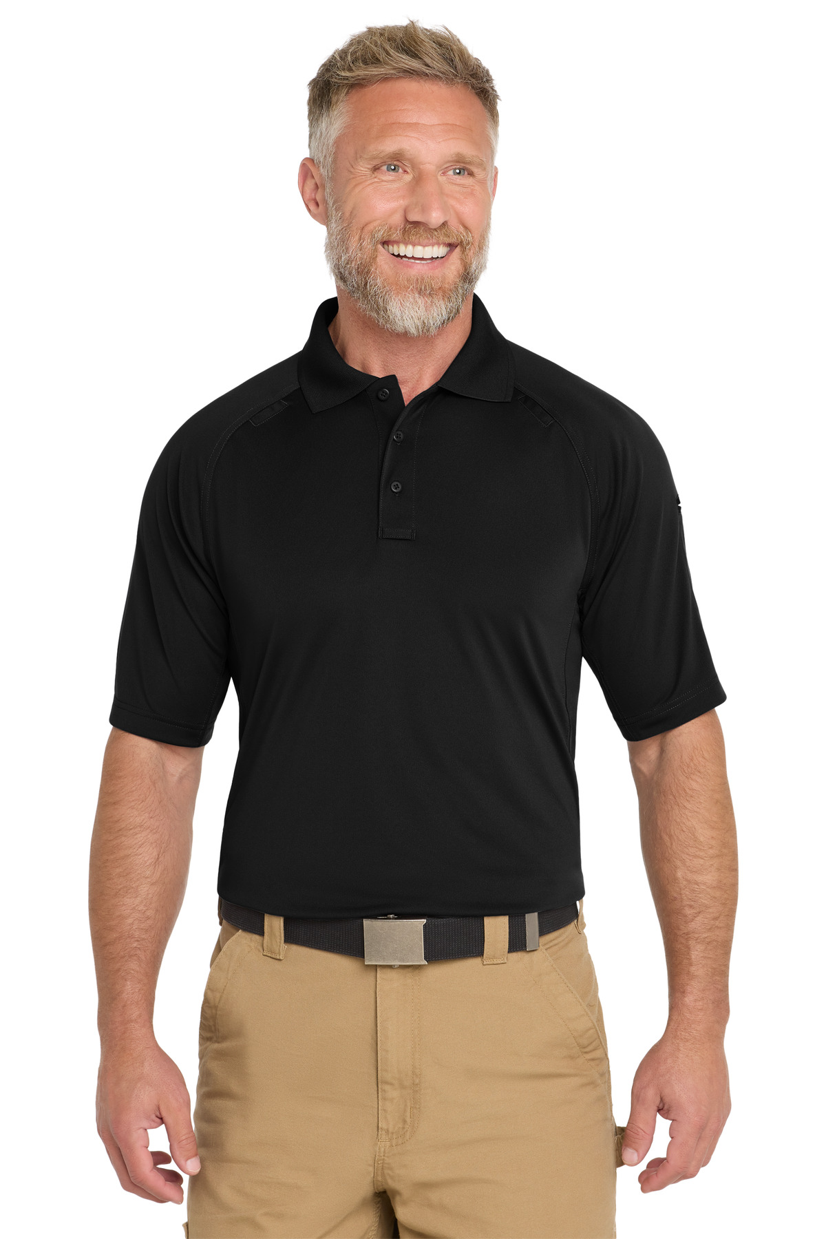 Select Lightweight Snag-Proof Tactical Polo Black front view for custom printing