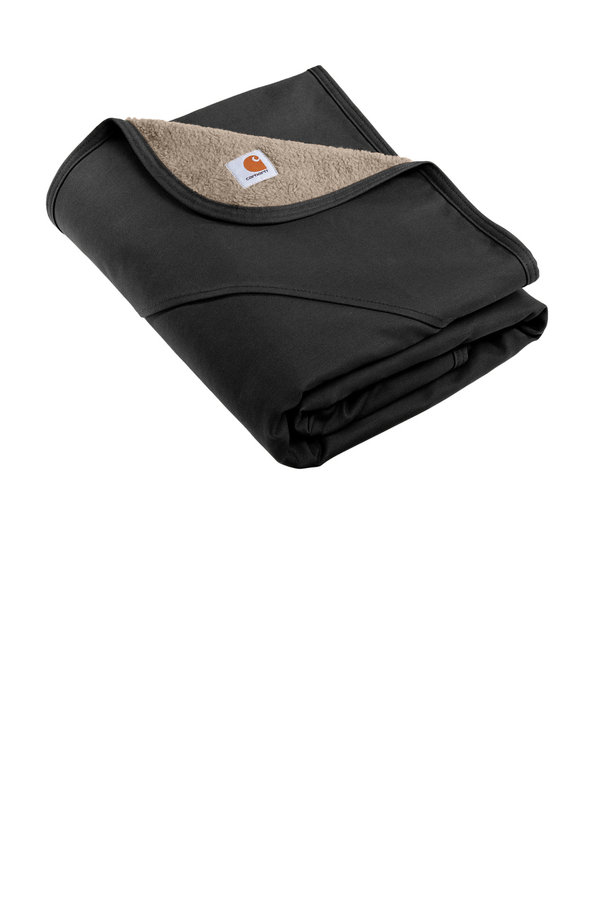 Firm Duck Sherpa-Lined Blanket Black front view for custom printing