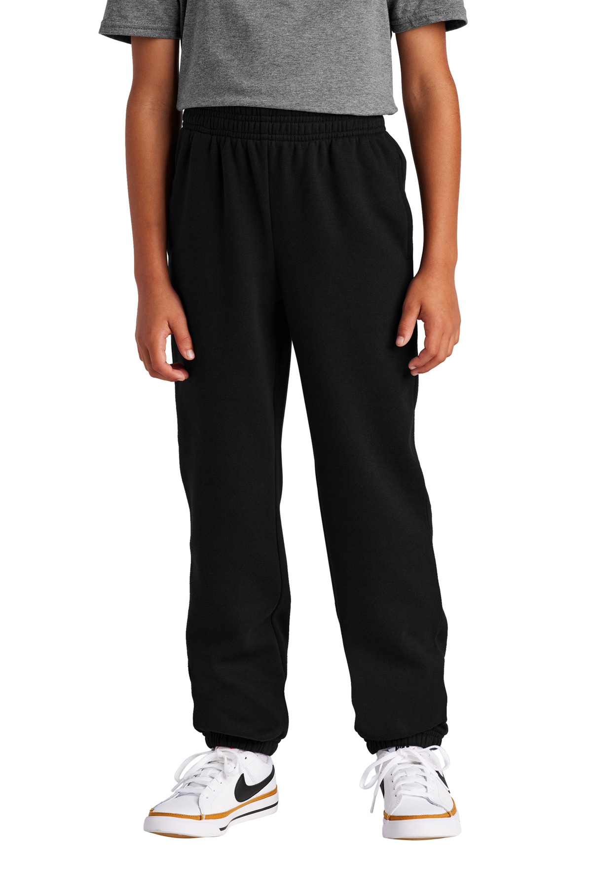 Youth V.I.T. Fleece Sweatpant Black front view for custom printing