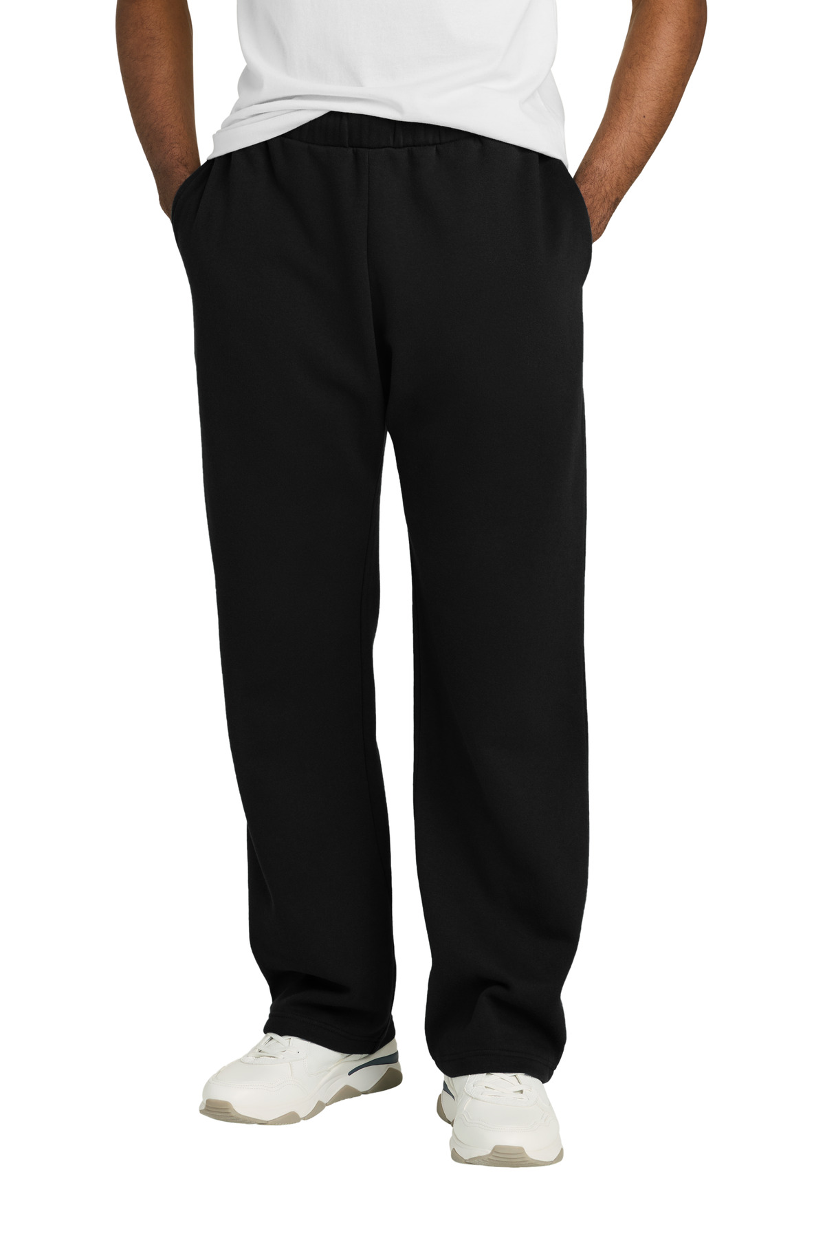 V.I.T. Fleece Open-Bottom Sweatpant Black front view for custom printing