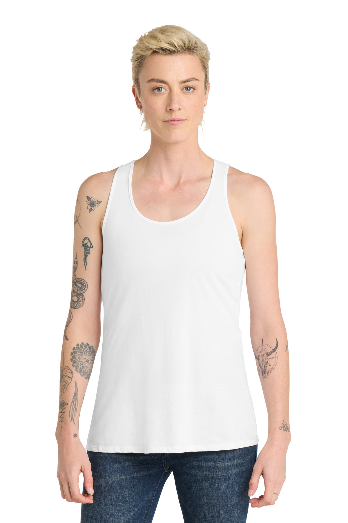 Women's V.I.T. Racerback Tank White front view for custom printing