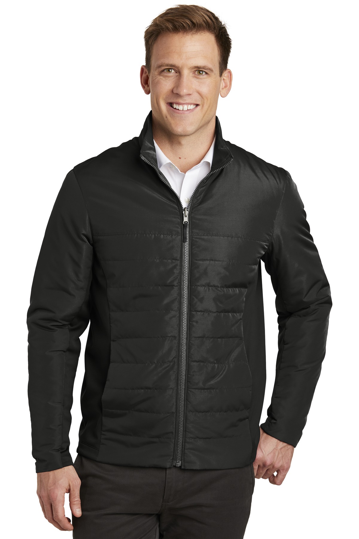 Collective Insulated Jacket Deep Black front view for custom printing