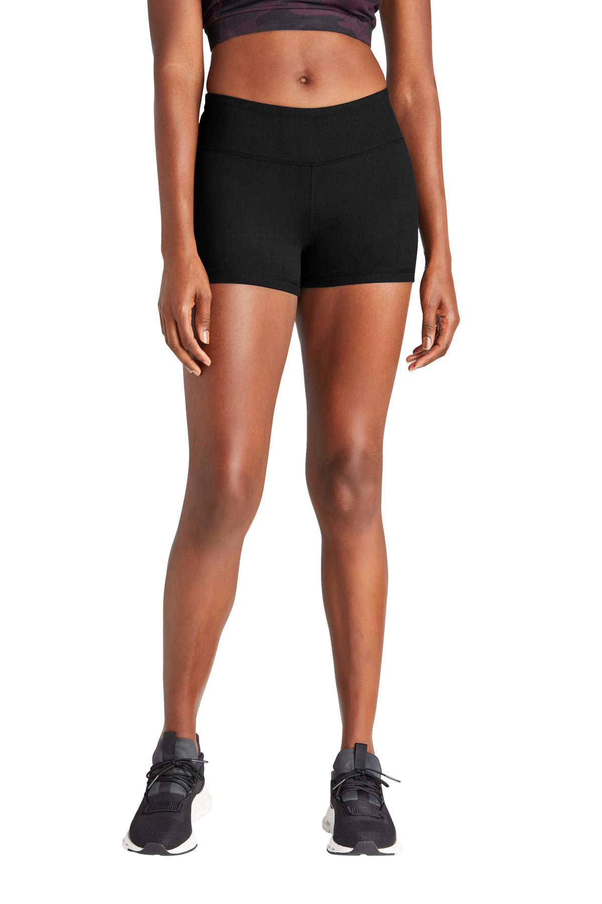 Women's Interval 3' Short Black front view for custom printing
