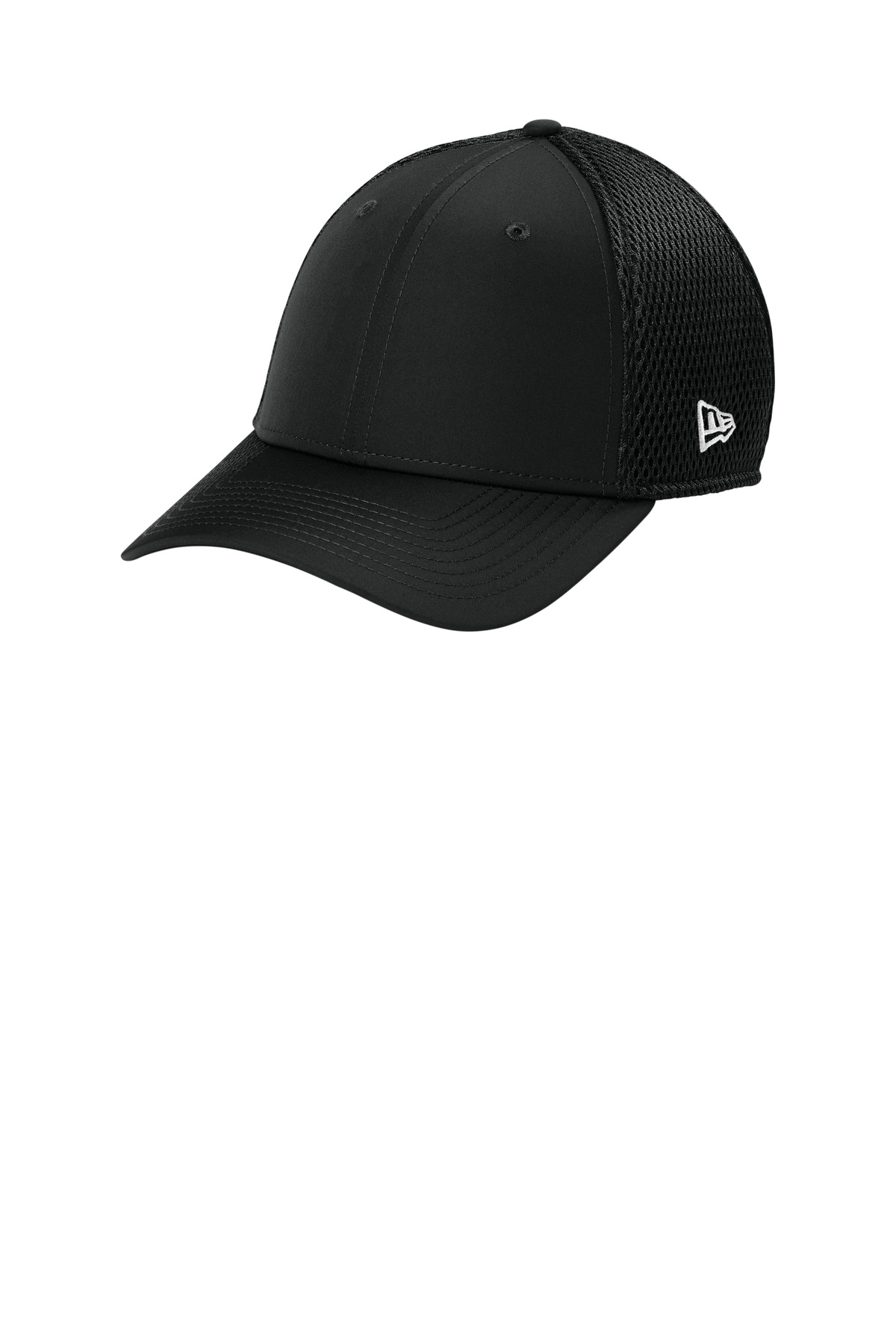 39THIRTY Performance Stretch Mesh Cap Black front view for custom printing