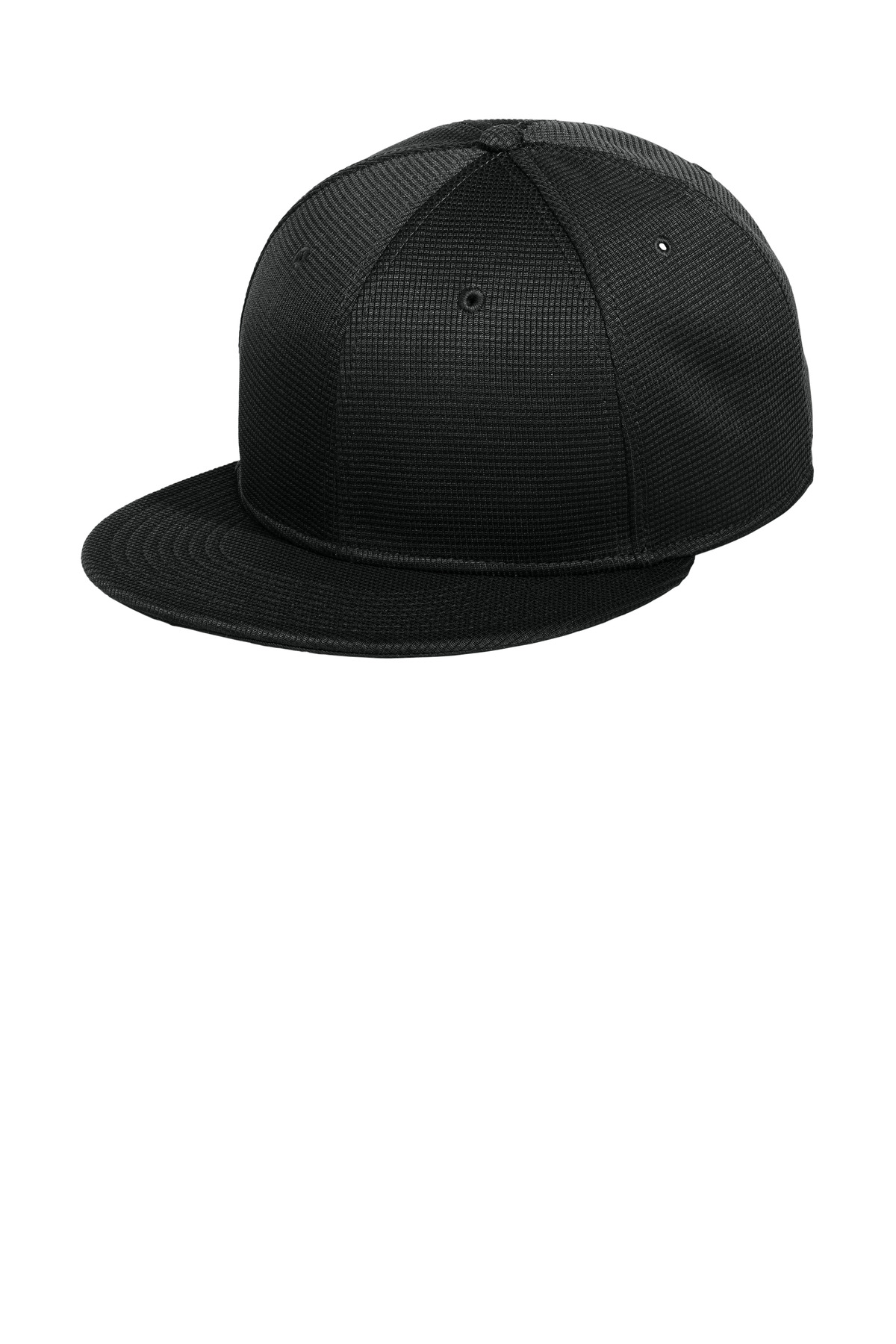 Pivot Flat Bill Snapback Cap Black front view for custom printing