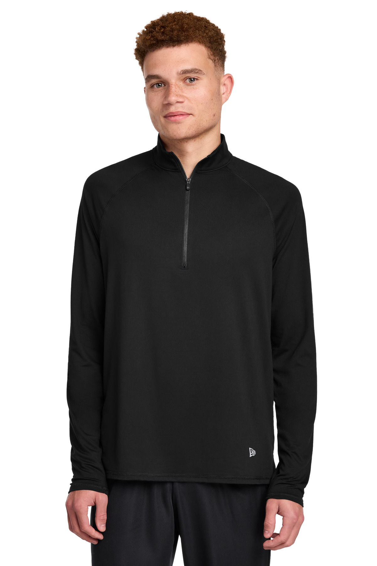 Power 1/2-Zip Black front view for custom printing