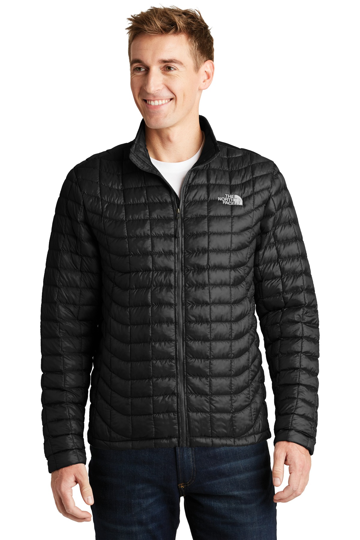 ThermoBall Trekker Jacket TNF Black front view for custom printing