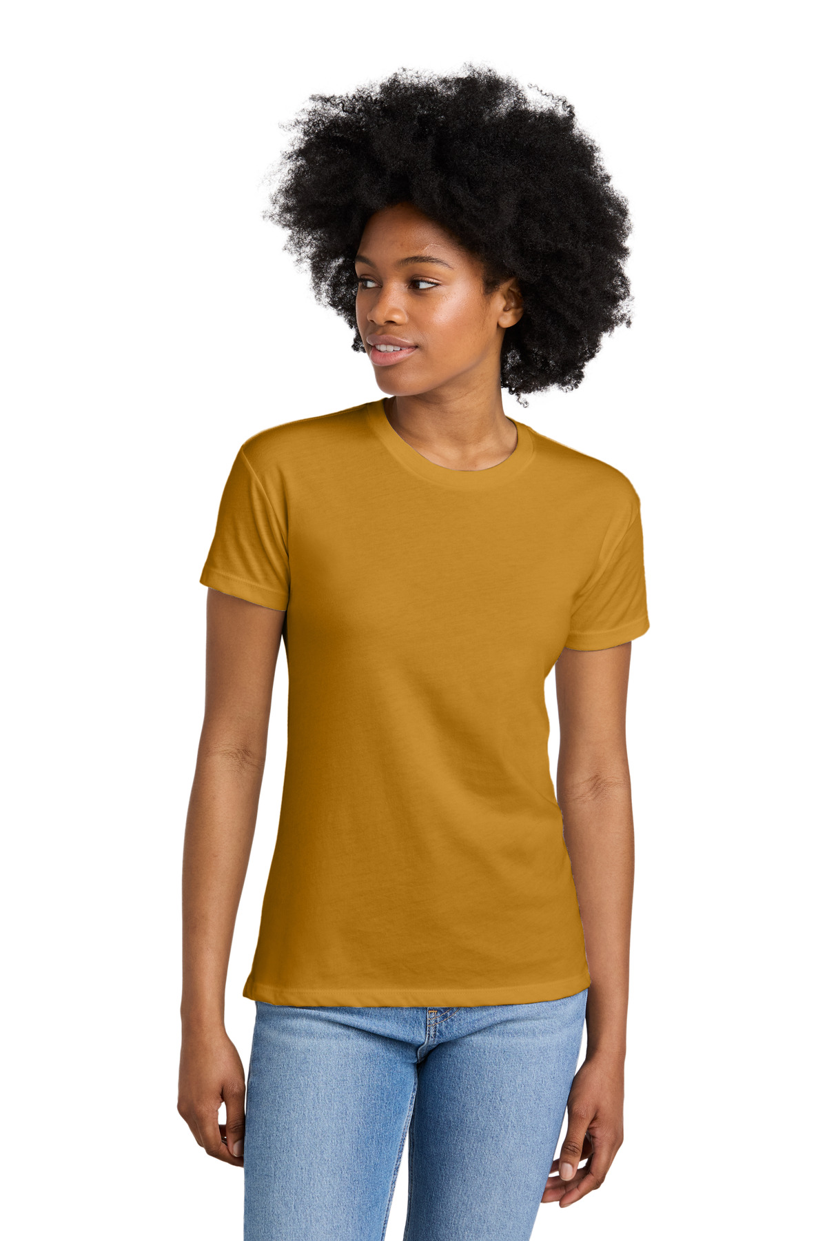 Women's CVC Relaxed Tee Antique Gold front view for custom printing