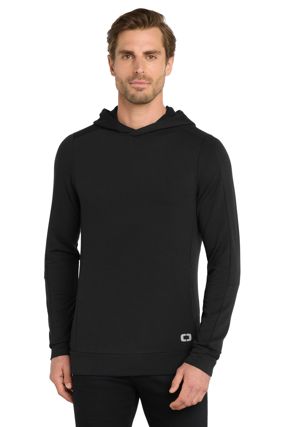 Luuma Hoodie Blacktop front view for custom printing