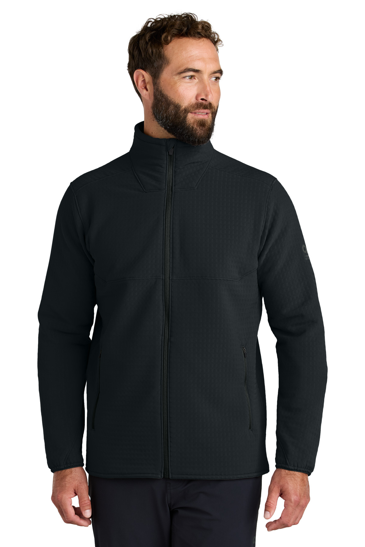 LIMITED EDITION Outdoor Research Grid Soft Shell Jacket Black front view for custom printing