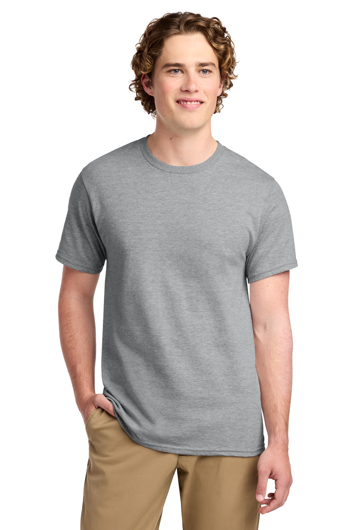 Ring Spun Cotton Tee Athletic Heather front view for custom printing