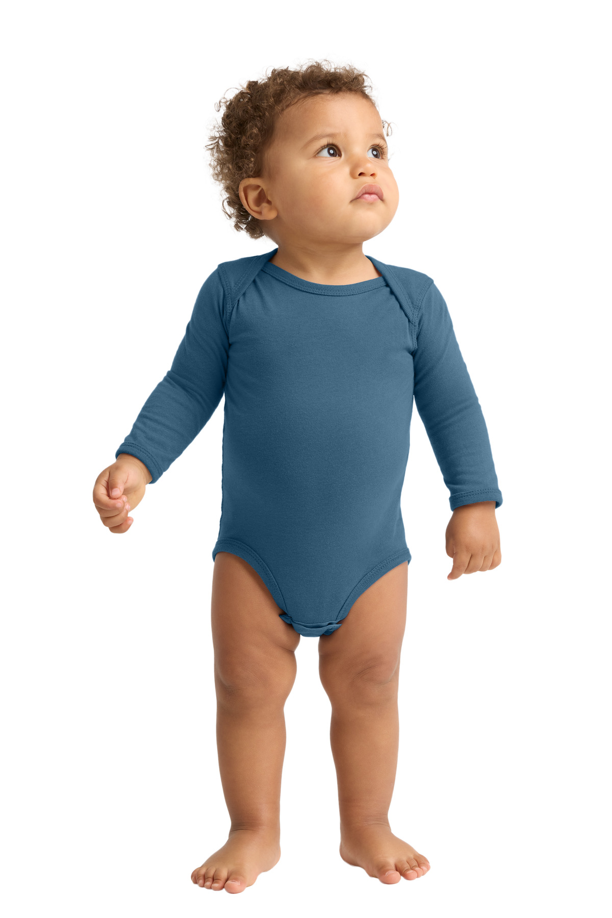 Infant Long Sleeve Jersey Bodysuit Indigo front view for custom printing