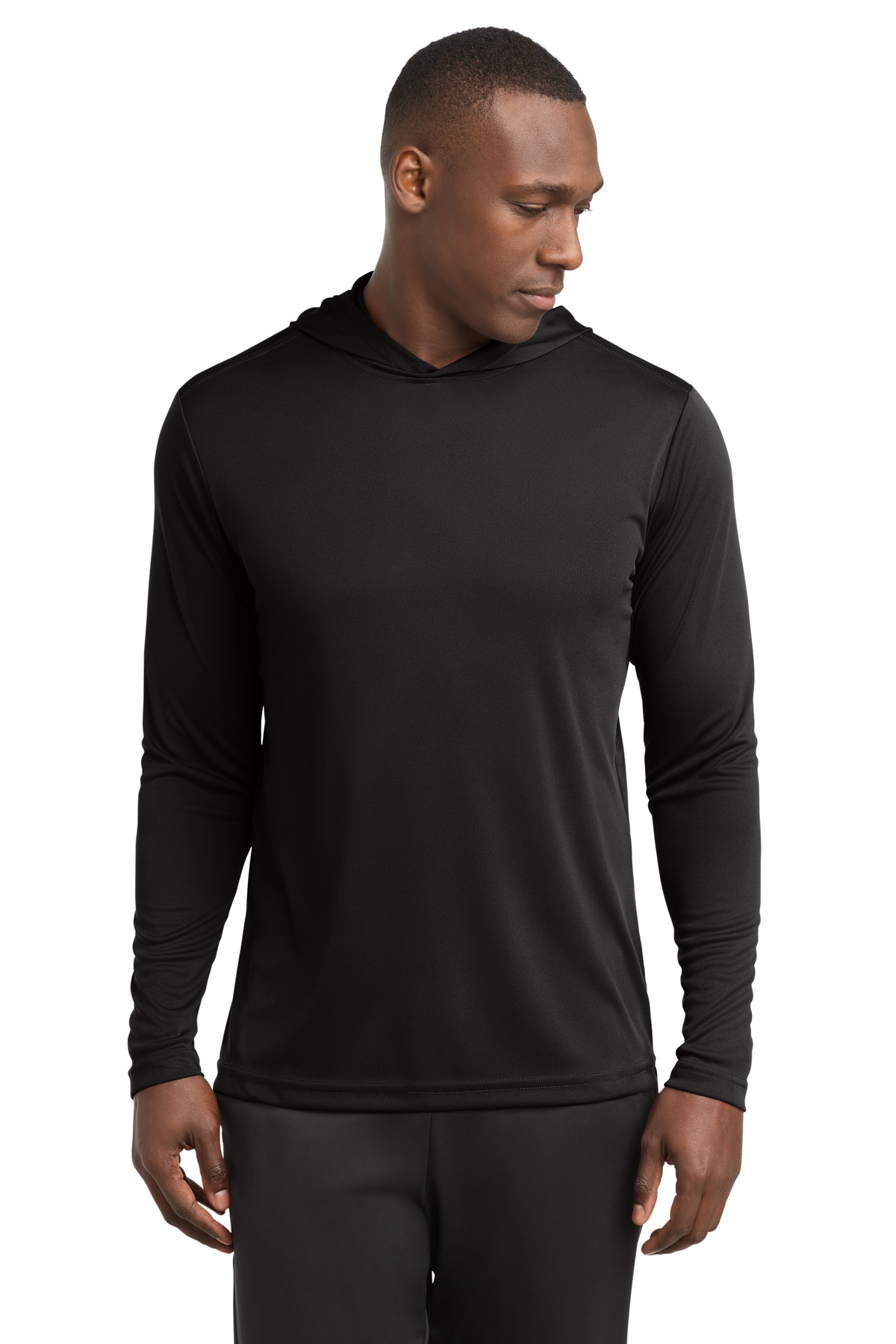 PosiCharge Competitor Hooded Pullover Black front view for custom printing