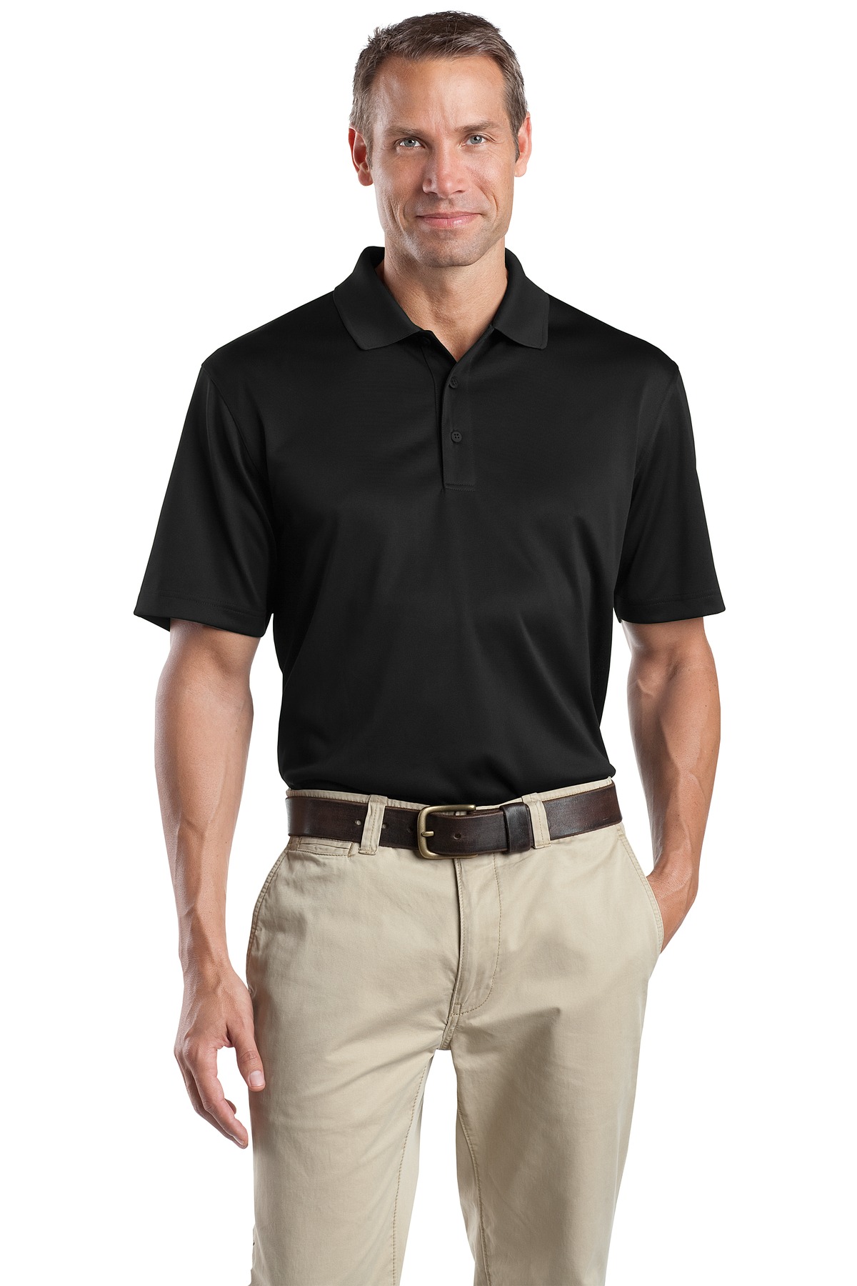 Tall Select Snag-Proof Polo Black front view for custom printing