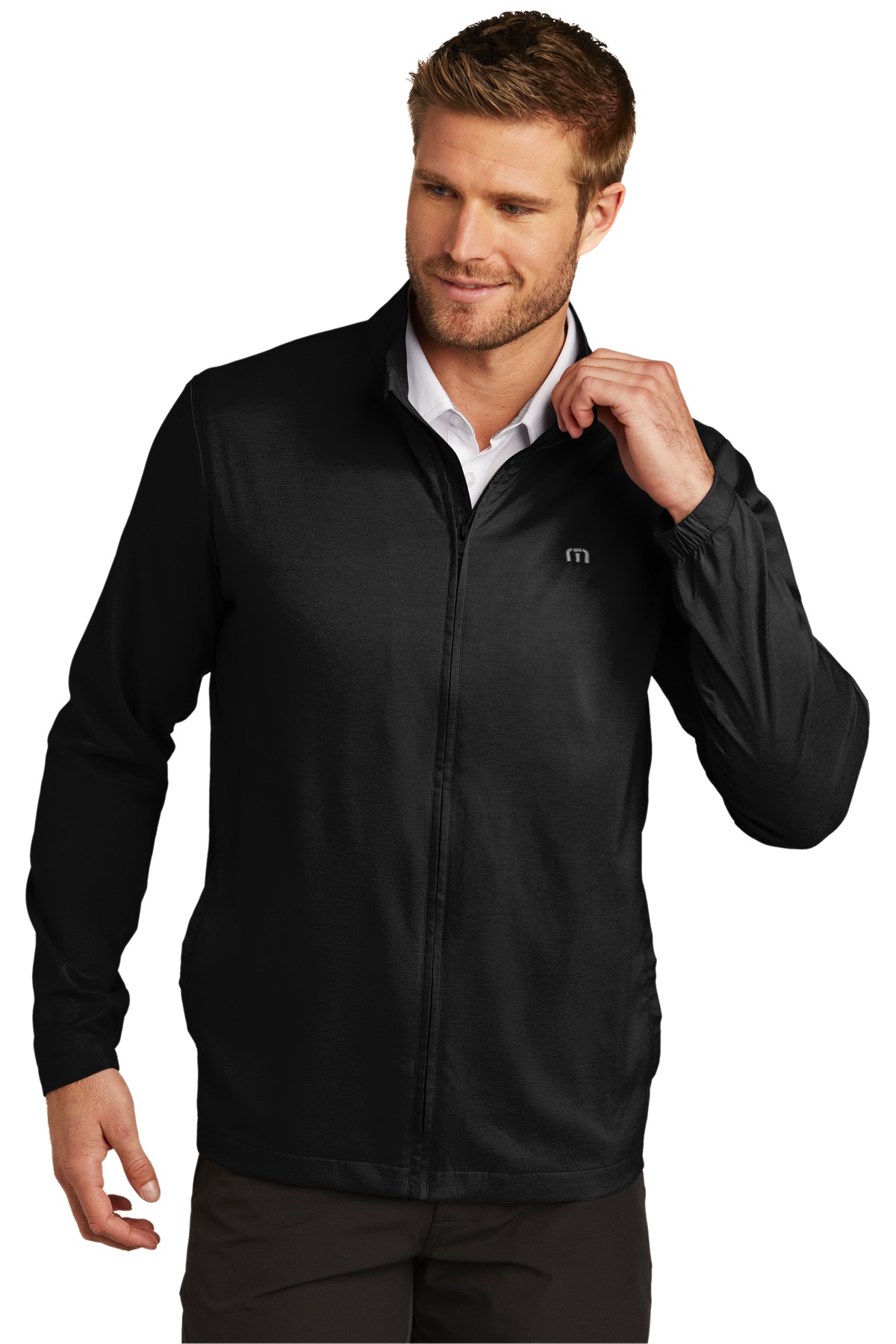 Surfside Full-Zip Jacket Black front view for custom printing