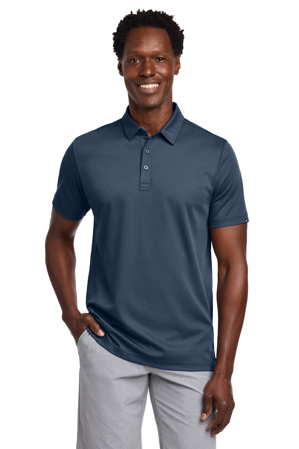 Bayfront Solid Polo Insignia Blue front view for custom printing