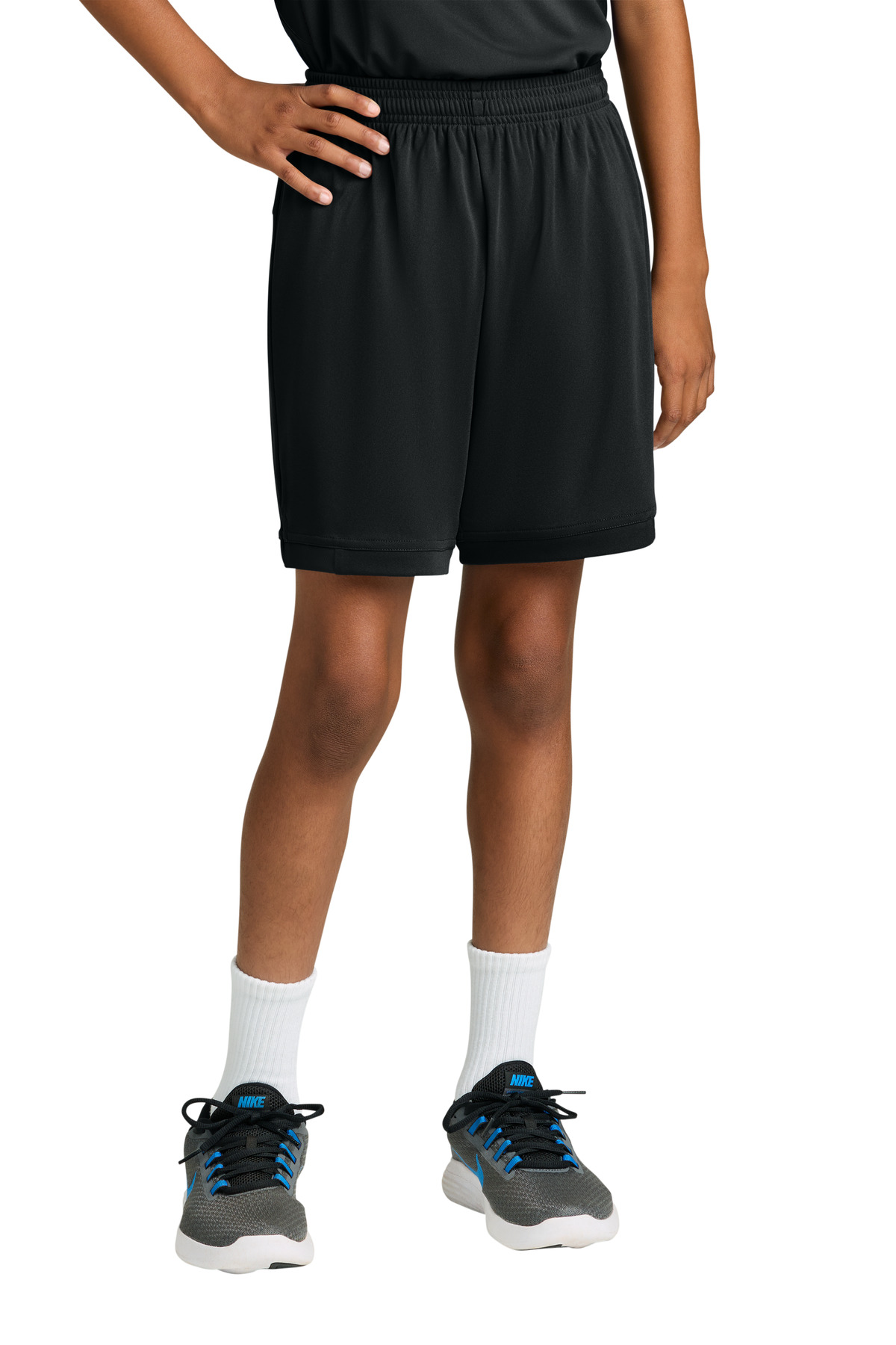 Youth Club 5' Short Black/ Black front view for custom printing