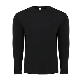 Adult Long Sleeve Tee Black front view for custom printing
