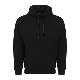 Adult Premium 12oz Hoodie Black front view for custom printing