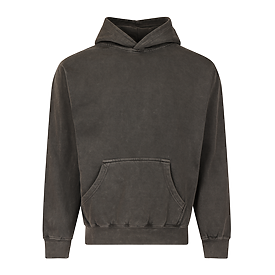 Adult Premium 12oz Fshn Hoodie Ash Black front view for custom printing